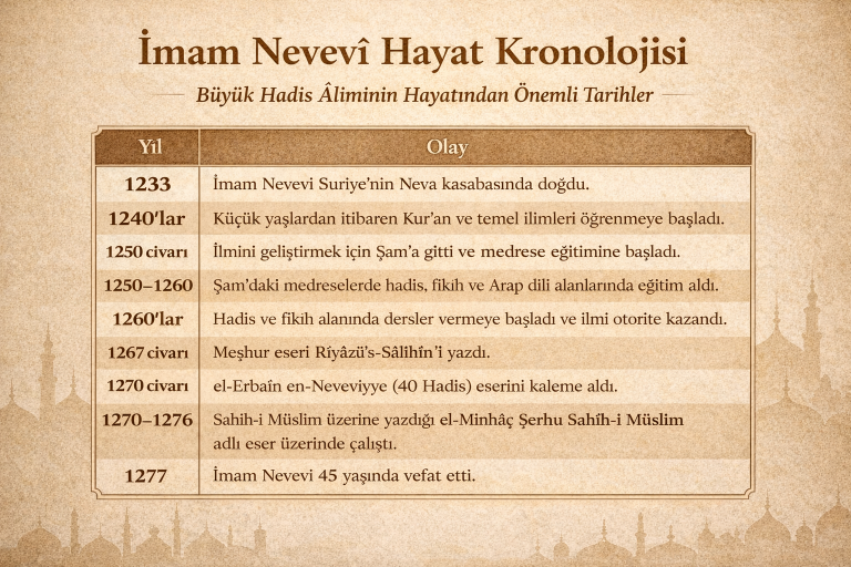İmam Nevevî Kimdir? Hayatı, Eserleri ve İslam İlim Tarihindeki Yeri