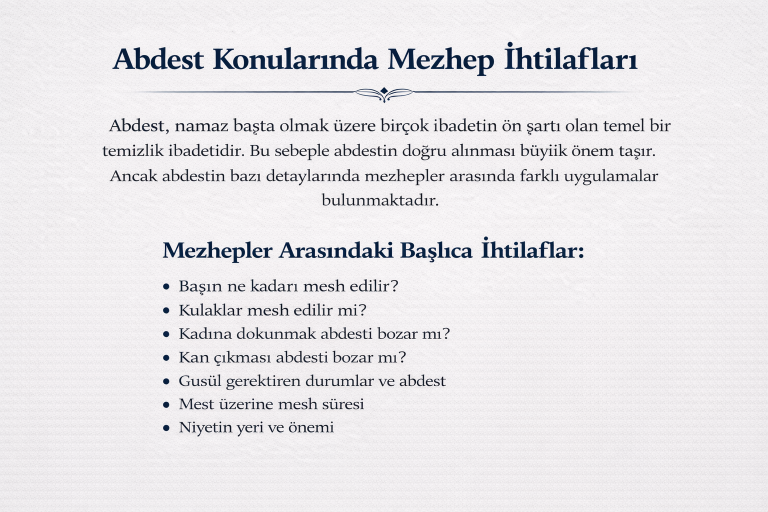 Abdest Konularında Mezhep Farklılıkları