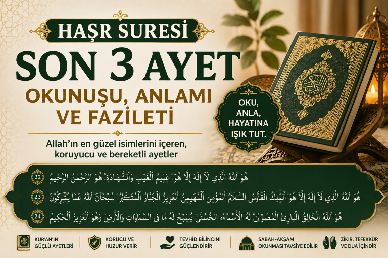 Hüvallahüllezî lâ ilâhe illâ hüv Haşr Suresi Son 3 Ayet Okunuşu, Türkçe Meali ve Fazileti